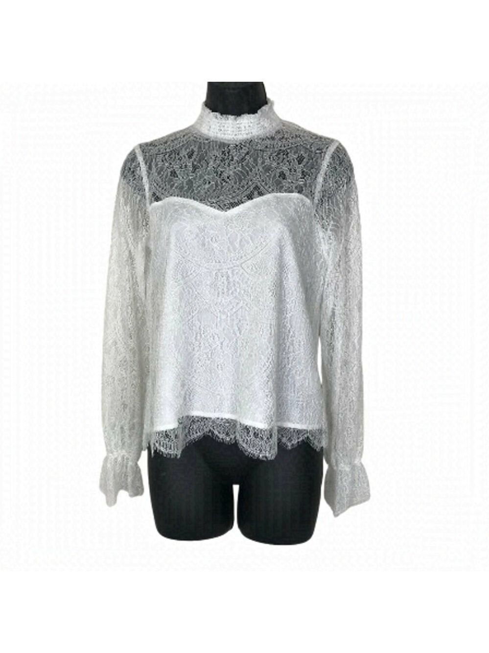 NWT cupcakes and cashmere White Lace  Beautiful Blouse New Size XS